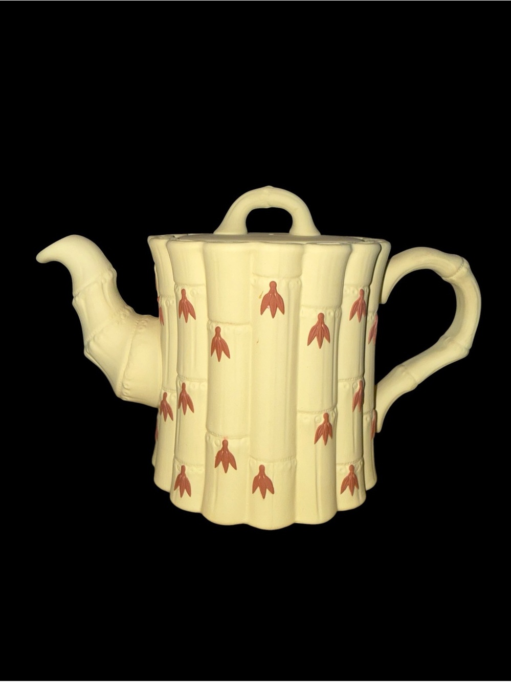 WEDGWOOD Rare! Embossed “bamboo” matte Jasperware with terra-cotta leaf detail
